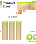 Three Pack Masking Paper And Drape Set For Painting And Auto Work 18 Inch Wide Rolls 50 Feet Each 150 Feet Total Size Chart
