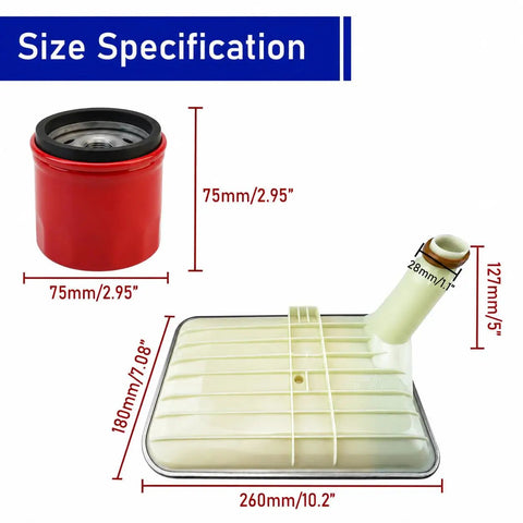 Deep Pan Transmission Filter Kit For Allison 1000 2000 Series size dimensions with filter and gasket