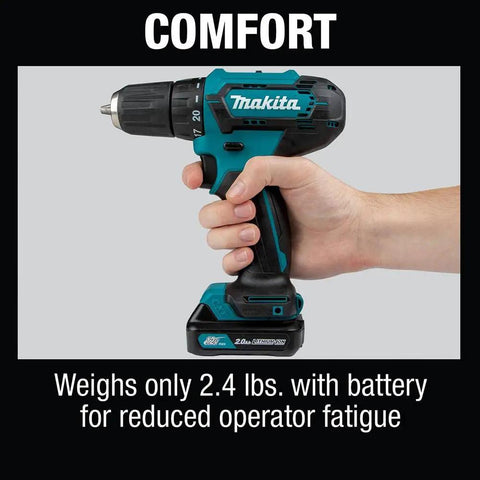 12V Max Cordless Drill Driver Kit With 3/8 In Chuck Two 2Ah Batteries Renewed Variable Speed hand-held tool in use