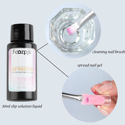 Poly Extension Gel Nail Kit With Slip Solution And Dual Builder Forms For A Home Mani, 30ml slip solution and brush