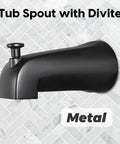 Matte Black Tub And Shower Faucet Set With Valve And 6 Inch Rain Shower Head Easy Install Tub Shower Combo Dope Dual Handle Bath Fixture For Modern Bathrooms tub spout with diverter.