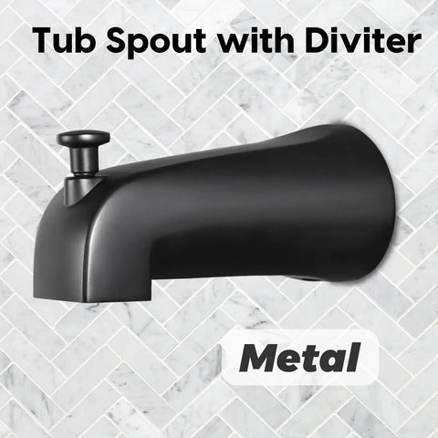 Matte Black Tub And Shower Faucet Set With Valve And 6 Inch Rain Shower Head Easy Install Tub Shower Combo Dope Dual Handle Bath Fixture For Modern Bathrooms tub spout with diverter.