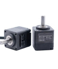 Compact 27x27mm Shaft Absolute Rotary Encoder With Single Turn And Multi Turn Angle Position Measurement 16 Turns 17 Bit Resolution IP54 Pro Grade Precision Sensor For Robotics CNC And Automation, front and side view