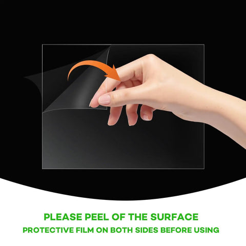 Peeling protective film from Two Pack Plexiglass Sheets One Eighth Inch Thick 24 By 36 Clear Plastic Panels for crafting and sneeze guards.