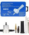 6 Pcs Double Head Metal Sheet Nibbler Cutter Drill Attachment Kit with components for metal cutting and auto repair.