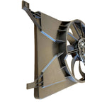 Radiator Cooling Fan Assembly For Ford Focus 2012 To 2018 Heavy Duty AC condenser motor showing seven-blade design from a side angle.
