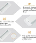 2 Pack Rectangular Recessed Concealed Door Handles 115mm Embedding Sliding Cabinet Pulls Stainless Steel With Screws White Finish