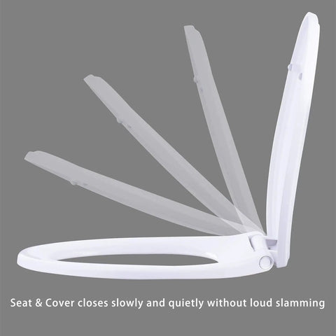 Elongated Quiet Close Toilet Seat With One Click Quick Release Anti Shift Design Non Slip Bumpers Slow Close Lid Easy Install Durable