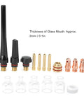 Upgrade Your Argon TIG Welding Game With This Premium WP 17 18 26 Torch Accessories Kit featuring glass cups nozzles and brass components.