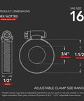 Diagram of Adjustable Hose Clamps Set Three Quarters To One And A Half Inch Worm Gear Clamp Ten Pack Made Of 300 Grade Stainless Steel.
