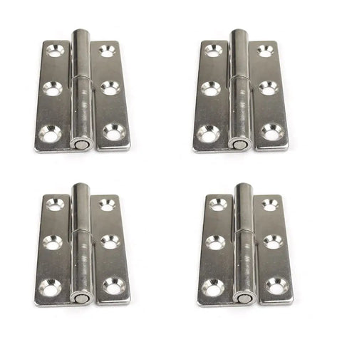 Heavy Duty Four Pack 2.5 Inch Detachable Stainless Steel Flag Hinges Featuring Rising Butt Left Handed Lift Off Design With Quick Mount Screws Rustproof Corrosion Resistant And Rock Solid Performance