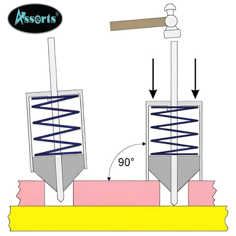 Illustration of Pro Grade Universal Transfer Punch And Aligner Tool Set For Machining And Fabrication Work with self centering