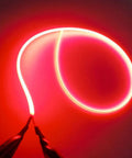 4-Pack Red Flexible LED Filament Strands, 300mm Length, Same-End Terminals glowing in a loop, perfect for custom lighting projects