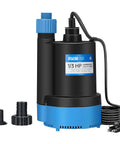 One Third HP Submersible Water Pump 2400 GPH Portable Thermoplastic Sump Pump with cord and attachments