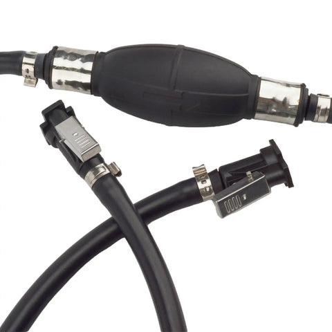 Outboard Fuel Line Kit With 5/16 Inch Hose 8mm 7.5 Foot Length Rubber Primer Bulb Steel Clamps And Connectors For Johnson Evinrude