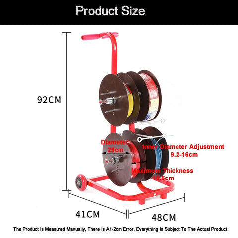 Heavy Duty Steel Wire Spool Rack Organizer For 4 6 8 Reels Industrial Cable Dispenser dimensions 92cm by 41cm by 48cm
