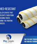 Close-up of microfiber paint roller covers 1/2 inch nap by 14 inches, 6 pack, no shed, smooth finish for walls and ceilings