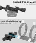 Vixen To Synta Dovetail Adapter For Telescope Gear Female To Female Dovetail Saddle Mount Base Attach Synta Dovetails On Vixen V Series Simple Drop In Loading For OTA Guides And Finders, showing drop-in and slip-in mounting support on dovetail base.
