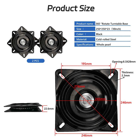 2 Pack 10 Inch Heavy Duty Bar Stool Swivel Plate Replacement With 360 Degree Ball Bearing Turntable Base product dimensions