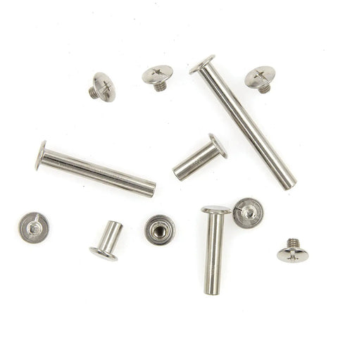 Tough As Nails M5 Chicago Screws 60 Pair Assorted Binding Posts With Phillips Drive And Premium Silver Coating A Killer Kit For Scrapbooks Albums And Leather Gear Demanding Zero Hassle Assembly, assorted sizes and shapes.