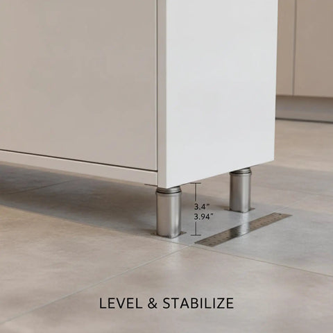 Adjustable Furniture Leg Levelers for Cabinets, Sofas, and Tables, Stainless Steel Support for Uneven Floors, Black, 1.97 X 3.94 Inches
