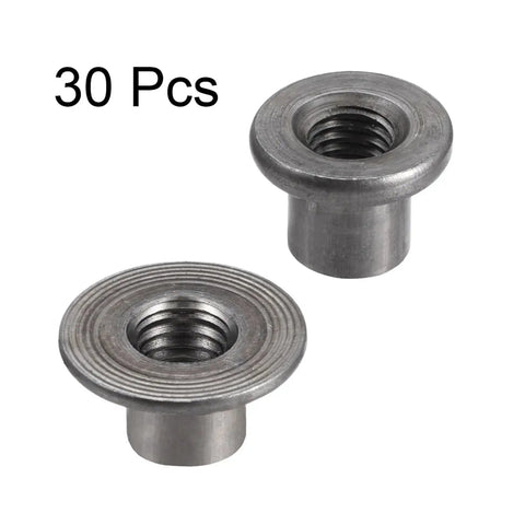 30 Pcs Carbon Steel Tee Nuts With Flange For Wood Furniture Connectors Round Bottom Through Hole Sleeve With Female Threads M8 And M10 Great