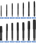 Pro Grade Fourteen Piece Thread Tap Set With Nitriding Coated HSS Taps For SAE Threads Ranging From Six To One Half Inch NC By Mesee