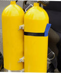 Yellow scuba tanks with Scuba Tank Holder Strap Belt For Diving Gear Neoprene Binding Band Keeps Tanks Secure And Easy To Carry During Dives Reliable Tank Ring Attachment For Stable Underwater Equipment Transport