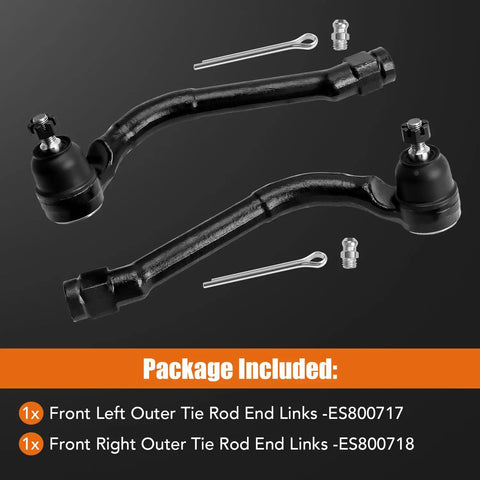 Front Outer Tie Rod Ends Set of 2 for Hyundai Sonata 2011 to 2015 Tucson 2010 to 2017 Azera 2012 to 2017 Optima 2011 to 2015 Sportage 2011 to 2016 Cadenza 2014 to 2016 Replacement Steering Linkage Durable Heavy Duty, black metal set