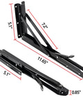 Beefy Heavy Duty Folding Shelf Brackets 12 Inch 6 Pack Black Wall Mounted Collapsible Brackets with dimensions diagram