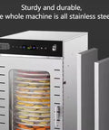 Heavy Duty 40 Tray Food Dehydrator With A Rock Solid 2400W Motor and Pinpoint 30 To 90 Degree Celsius Control, stainless steel construction.