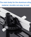 Adjustable Black Aluminum Table Saw Miter Gauge Fence Sled Offering Slick Offset Runs, showing durable alloy body and adjustable angle.
