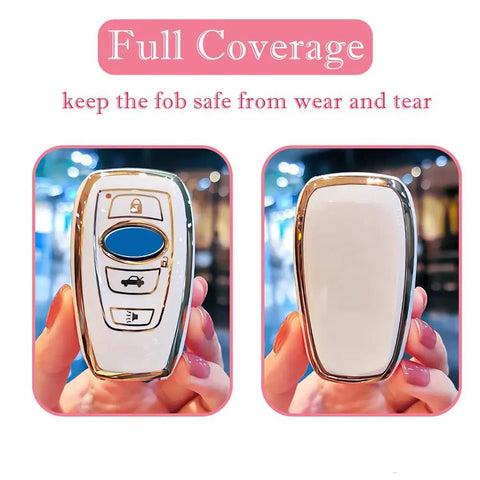 Subaru Key Fob Cover With Keychain For Forester Outback Crosstrek Legacy BRZ WRX STI 360 Degree Protection Premium Soft TPU Case Grey Size B