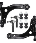 Two front lower control arms with ball joints; suspension kit components including bushings and mounting hardware