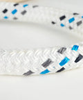 Close-up view of Workhorse 1 Inch X 300 Feet Polyester Double Braid Cable Pulling Rope With Stitched Eye Loops, showing intricate weave.