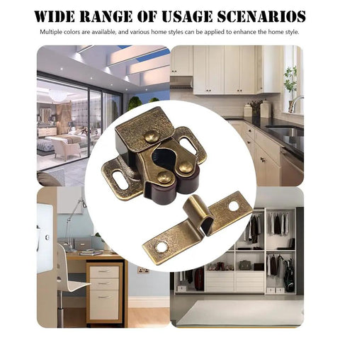 Dual Roller Cabinet Door Catch Set 40 Pack Solid Brass Adjustable Spring Ball Latch Bronze Finish in various settings