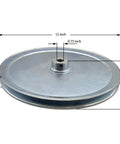 Side view of 12 Inch Single Groove V Belt Pulley For A B 5L 4L Belts 3/4 Inch Bore Carbon Steel Zinc Plated Motor Pulley