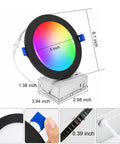 Xsky Smart Recessed Lighting 6 inch 12 Pack, Black Trim, RGBW Dimmable Downlight with colorful display and dimmer switch.