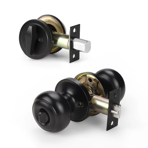 3 Pack Keyed Alike Entry Door Knobs And Single Cylinder Deadbolt Lock Set For Exterior Front Doors Matte Black Finish With External Keyed Entry And Internal Thumb Turn Convenience