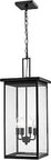 Four Light Outdoor Steel Hanging Lantern With Anti Rust Powder Coat Black Finish Wet Rated And Clear Glass Shade Built For The Great Outdoors For Gardens Courtyards Doorways And Patios Dimmable 120V Hardwired E26 Bulbs