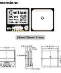 Quad GNSS GPS Module With Built-In QMC5883 Compass Active Antenna TTL Level Output dimensions and design view