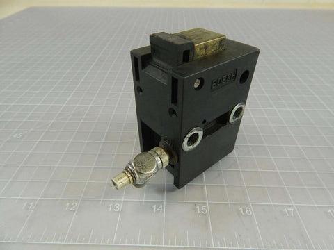 Single unit Stop latch with proximity sensor CLAMP 310A for industrial gate safety interlock switch, front angle view