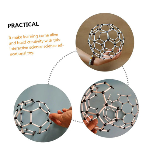 Hands showcasing C60 Molecule Model Kit For Classroom Learning And Teaching Aid Hands On Chemistry Set For Students.