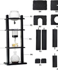 Chill Out Daily With This Sleek Cold Brew Drip Tower Ice Coffee Maker parts layout with borosilicate glass and black wooden frame.