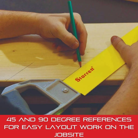 Pro-Grade PVC Saw With 18 Inch Blade For Cutting PVC And ABS Materials Plus Plasterboard Plywood And More in use for layout.