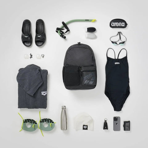Do It All Swim And Sports Backpack 30L Navy Blue For Men And Women Multisport Daypack With accessories and swim gear