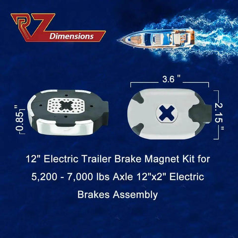 12x2 Inch Electric Trailer Brake Magnet Kit For 5200 To 7000 Lbs Dexter Type Replacement with Retainer Clips and Coil Springs