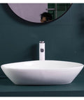 Bathroom Sink Ceramic Art Basin Large Size Creative Triangle Above Counter Basin with smooth white surface.