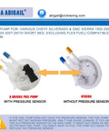 Chevy Silverado And GMC Sierra Fuel Pump Replacement For 2004 To 2007 4.3L 4.8L 5.3L 6.0L 8.1L V8 Engines Fits 1500 2500 HD Models Replaces OE E3609M comparison with pressure sensor
