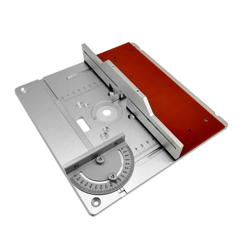 Bully Tough Aluminium Router Table Insert Plate With Wood Milling Flip Board and Backing Gauge Set, top view, precision design